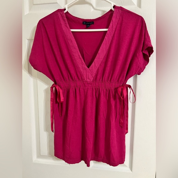 Retro American Eagle Outfitters Pink V Neck - Picture 8 of 9